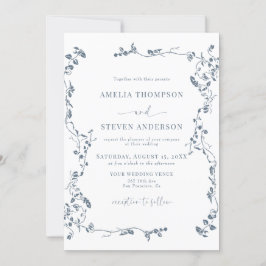Elegante Bloemenblad Klassieke bruiloft uitnodigin Kaart