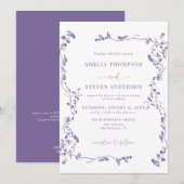 Elegante Bloemenblad Klassieke bruiloft uitnodigin Kaart (Voorkant / Achterkant)