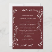 Elegante Bloemenblad Klassieke bruiloft uitnodigin Kaart (Voorkant)