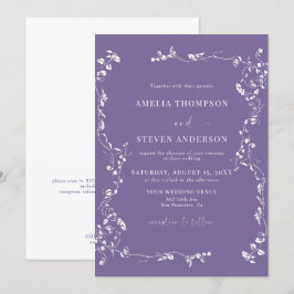 Elegante Bloemenblad Klassieke bruiloft uitnodigin Kaart