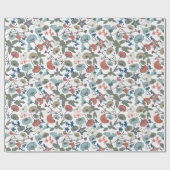 Elegante bloemenblauwe Sinaasappels bloemen Cadeaupapier (Vlak)