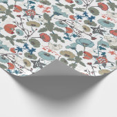 Elegante bloemenblauwe Sinaasappels bloemen Cadeaupapier (Hoek)