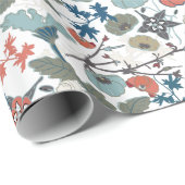 Elegante bloemenblauwe Sinaasappels bloemen Cadeaupapier (Rol Hoek)