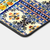 Elegante bloemenblauwe tegel chinoiserie monogram  bureaumat (Hoek)