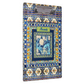 Elegante bloemenblauwe tegel chinoiserie monogram klembord (Rechts)