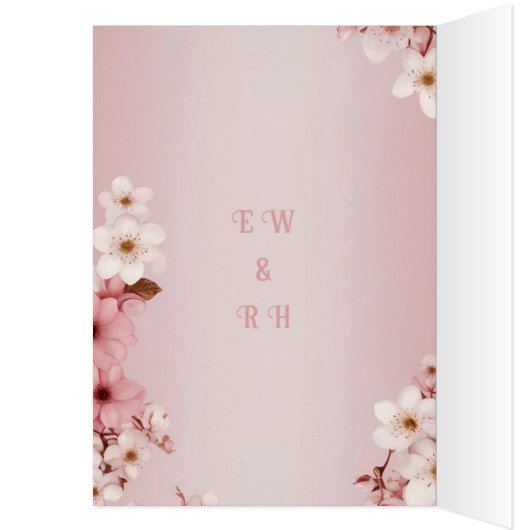 Elegante Bloemenbloesem Huwelijksuitnodiging Desig (Binnen (Links))