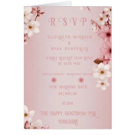 Elegante Bloemenbloesem Huwelijksuitnodiging Desig (Voorkant)