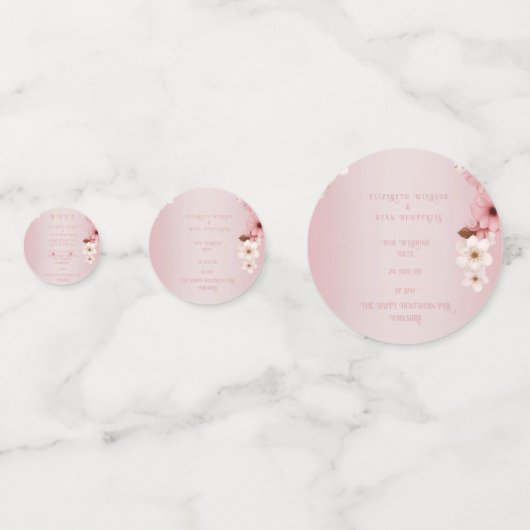 Elegante Bloemenbloesem Huwelijksuitnodiging Desig Confetti (Achterkanten)