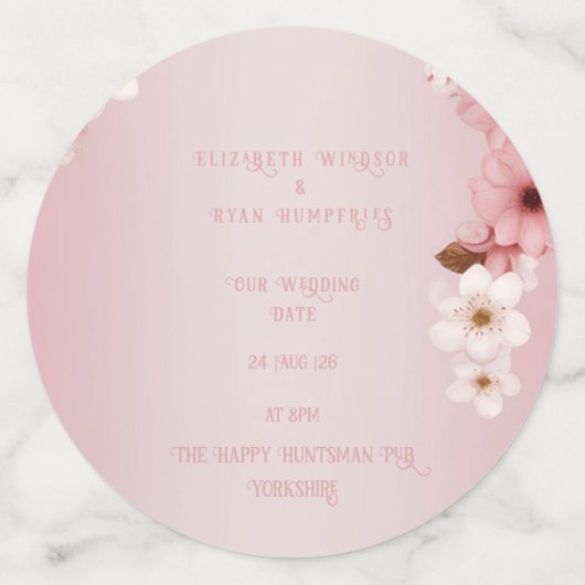 Elegante Bloemenbloesem Huwelijksuitnodiging Desig Confetti (Grote achterkant)