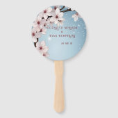 Elegante Bloemenbloesem Huwelijksuitnodiging Desig Handwaaier (Achterkant)