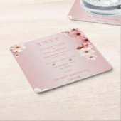 Elegante Bloemenbloesem Huwelijksuitnodiging Desig Kartonnen Onderzetters (Schuin)
