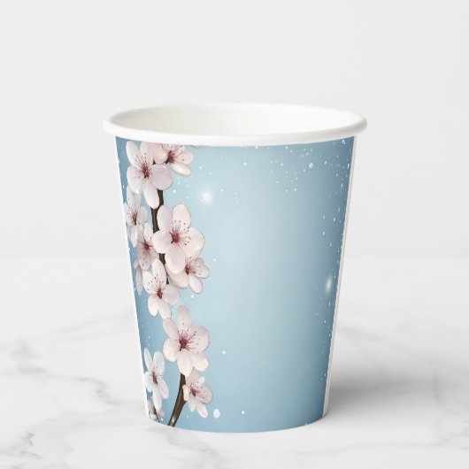 Elegante Bloemenbloesem Huwelijksuitnodiging Desig Papieren Bekers (Achterkant)