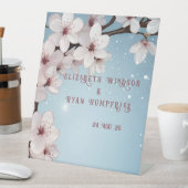 Elegante Bloemenbloesem Huwelijksuitnodiging Desig Reclamebord Met Voetstuk (Insitu)