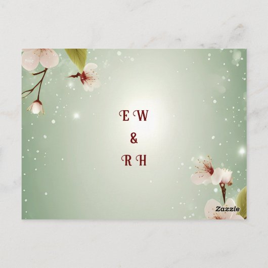 Elegante Bloemenbloesem Huwelijksuitnodigingen Briefkaart (Achterkant)