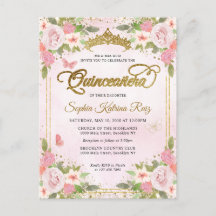 Elegante bloemenblush roze goud tiara quinceañera