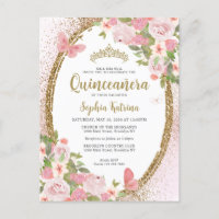Elegante bloemenblush roze goud tiara quinceañera