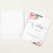 Elegante bloemenblush roze pioen groen bruiloft planner (Display)