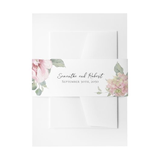 Elegante bloemenblush roze Waterverf Uitnodigingen Wikkel (Voorkant Voorbeeld)