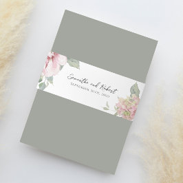 Elegante bloemenblush roze Waterverf Uitnodigingen Wikkel