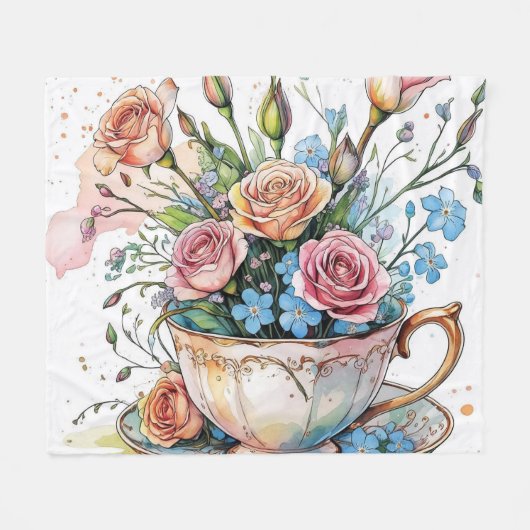 Elegante bloemenboho Fleece Deken (Voorkant (Horizontaal))