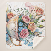 Elegante bloemenboho Sherpa Blanket Deken (Voorkant)