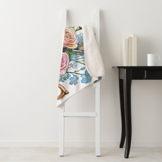 Elegante bloemenboho Sherpa Blanket Deken (In situ)