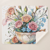 Elegante bloemenboho Sherpa Blanket Deken (Voorkant (horizontaal))