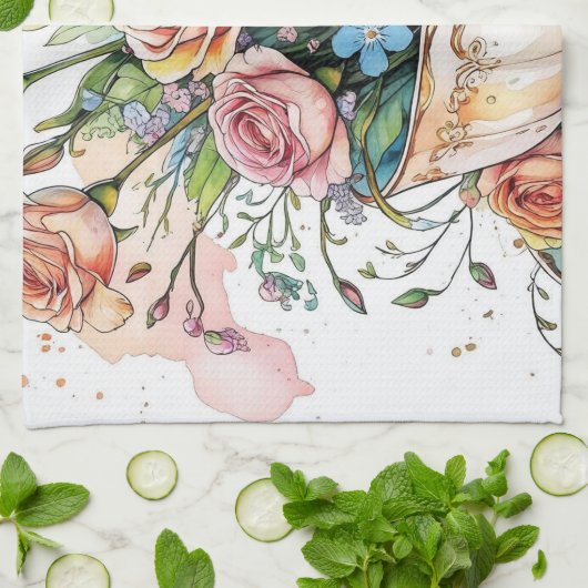 Elegante bloemenboho theedoek (Gevouwen)