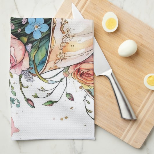 Elegante bloemenboho theedoek (Quarter Fold)