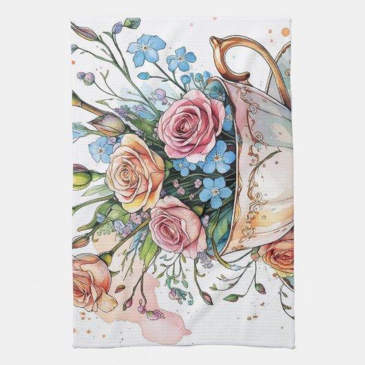 Elegante bloemenboho theedoek (Verticaal)