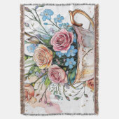 Elegante bloemenboho Throw Deken (Voorkant Verticaal)