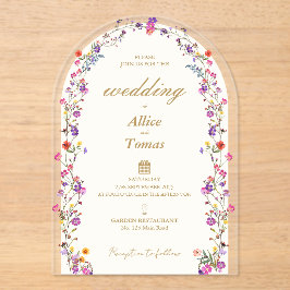 Elegante Bloemenboog Acryl bruiloft uitnodiging