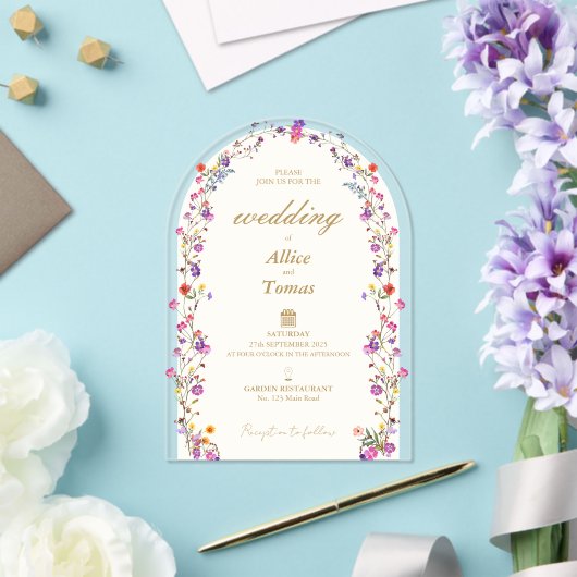 Elegante Bloemenboog Acryl bruiloft uitnodiging (Insitu (Huwelijk))