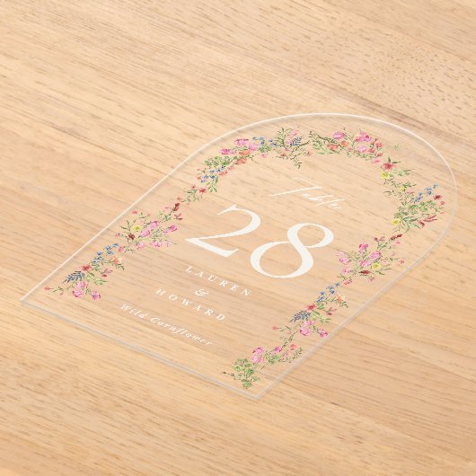 elegante bloemenboog bruiloft Acryl Tafel Nummer Acryl Uitnodigingen (Laagn)