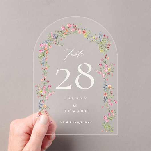 elegante bloemenboog bruiloft Acryl Tafel Nummer Acryl Uitnodigingen (Insitu (Draagbaar))
