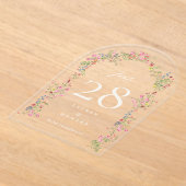 elegante bloemenboog bruiloft Acryl Tafel Nummer Uitnodigingen (Laagn)