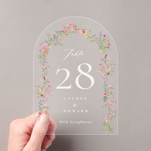 elegante bloemenboog bruiloft Acryl Tafel Nummer Uitnodigingen (Insitu (Draagbaar))
