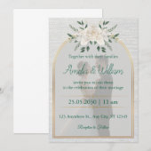 Elegante Bloemenboog Huwelijksuitnodiging met Goud Kaart (Voorkant / Achterkant)