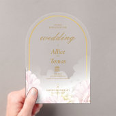 Elegante Bloemenboog Huwelijksuitnodiging op Acryl Acryl Uitnodigingen (Insitu (Draagbaar))