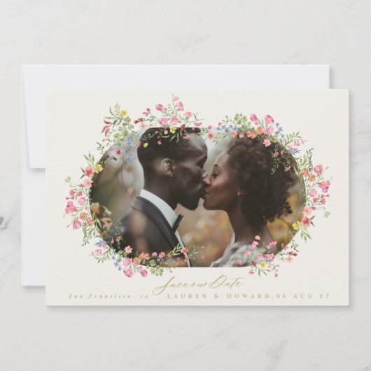 elegante bloemenboog lente bruiloft foto QR Code Save The Date (Voorkant)