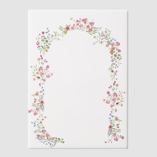 Elegante bloemenboog lente bruiloft overlay vellum uitnodigingen (Voorkant)