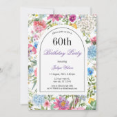 Elegante Bloemenboog Lijst 60e verjaardag Kaart (Voorkant)