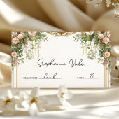 Elegante  Bloemenboog Tuin bruiloft Plaatskaartje
