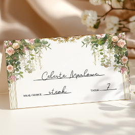 Elegante Bloemenboog Tuin bruiloft Plaatskaartje
