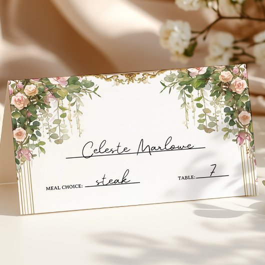 Elegante  Bloemenboog Tuin bruiloft Plaatskaartje