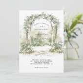 Elegante Bloemenboog Tuin Bruiloft Uitnodiging (Staand voorkant)