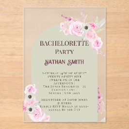 Elegante Bloemenboog Zomer Bachelorette Party Acryl Uitnodigingen