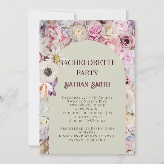 Elegante Bloemenboog Zomer Bachelorette Party Kaart (Voorkant)