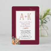 Elegante bloemenbordeaux 5" x 7" Folie Uitnodiging (Staand Voorkant)