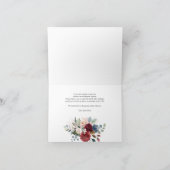 Elegante bloemenbordeaux eucalyptus bruiloft bedankkaart (Binnen)